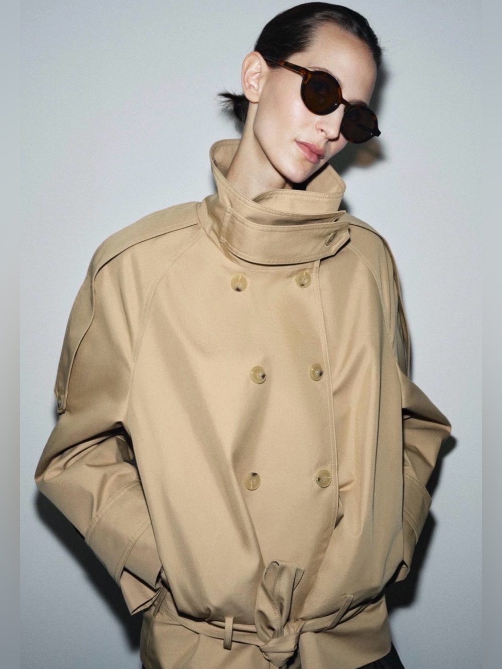 Zara ZW Collection High Neck OVERSIZED Trench Coat NWT 7522/060/710 Size M